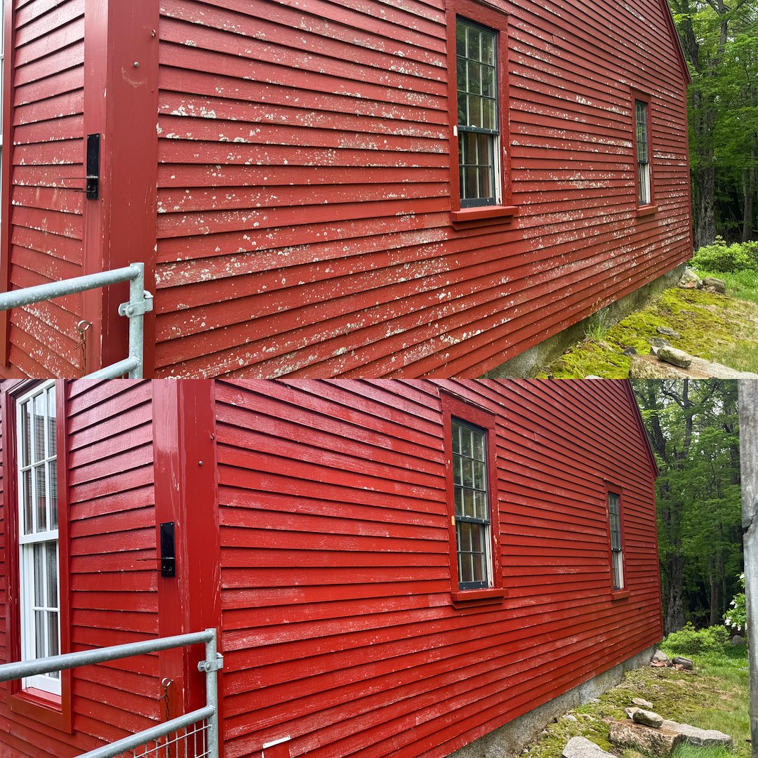 House Washing in North Wolfeboro, NH, Lichen Removal on Historic Siding