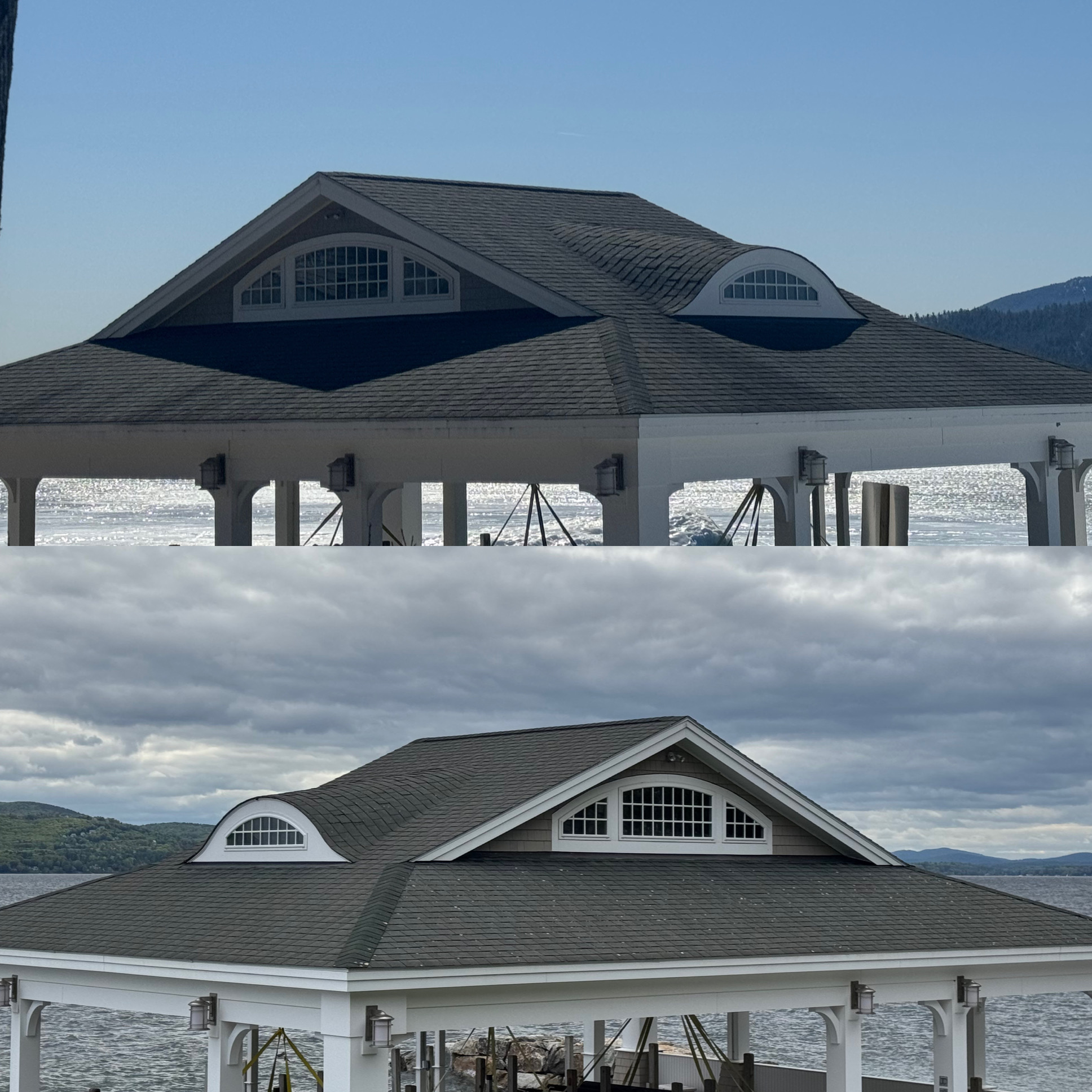 Lakeside Roof Cleaning in Tuftonboro, NH, Boathouse and Entry Garage Restoration