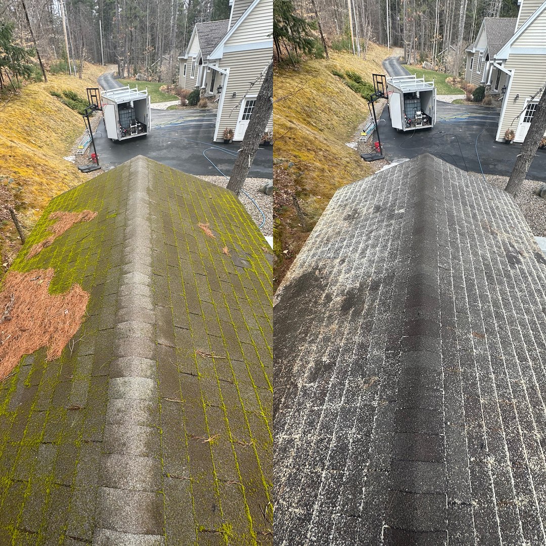 Moss-Filled Shingle Roof Restored in Wolfeboro, NH