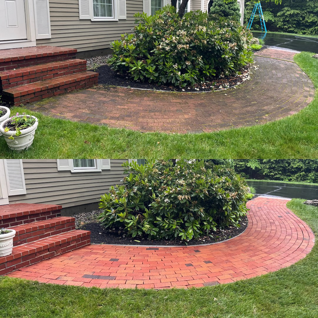 Paver Cleaning & Restoration in Wolfeboro, NH, Reviving Red Brick Walkway & Patio for Lasting Curb Appeal