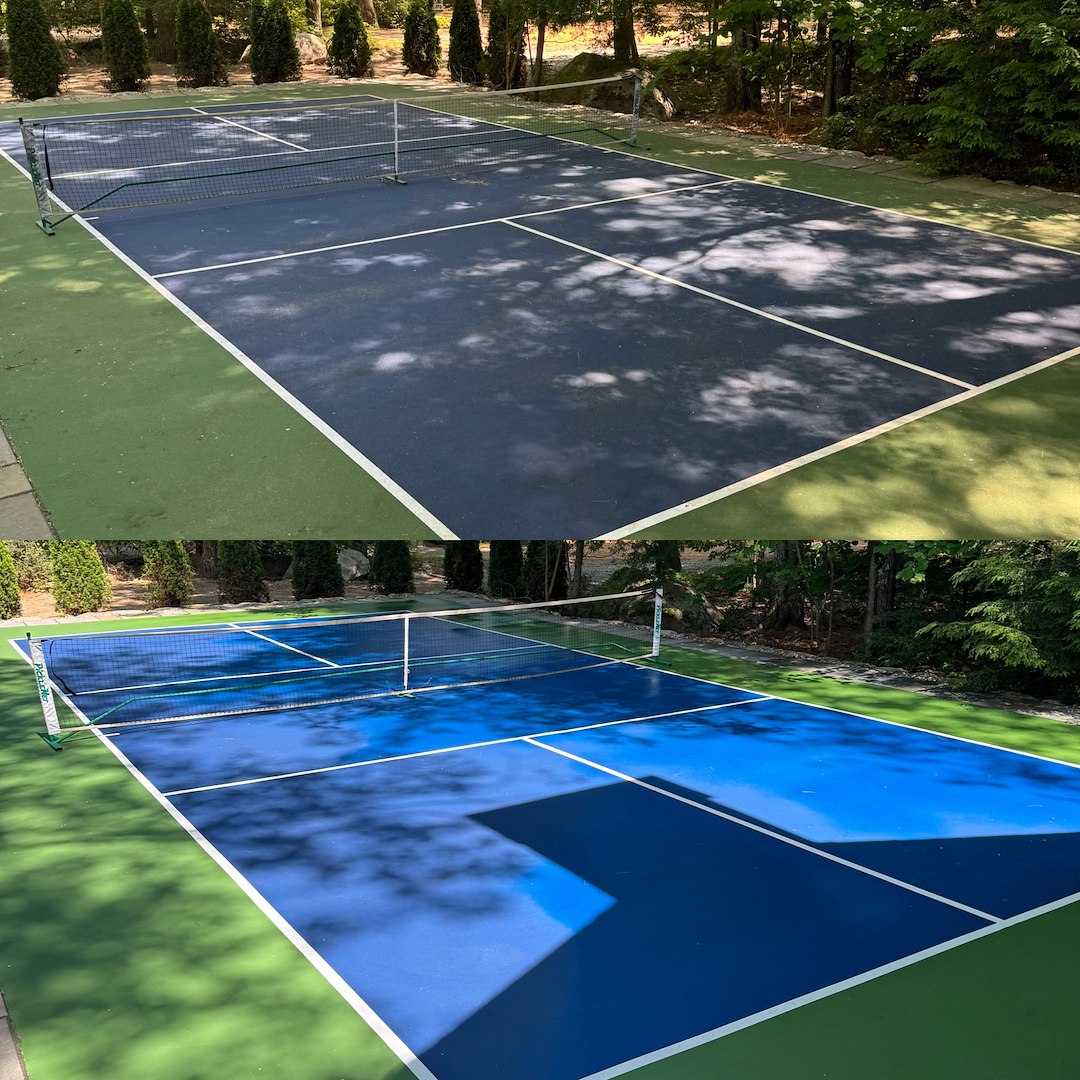 Residential Pressure Washing Restores Private Tennis Court in Wolfeboro, NH (1)